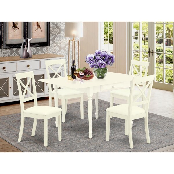 East West Furniture 5 Piece Monza Dinette Set - Linen White MZBO5-LWH-LC - main